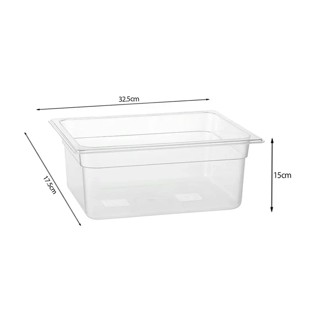 Soga 150mm Clear Gastronorm GN Pan 1/3 Food Tray Storage Bundle of 2 with Lid