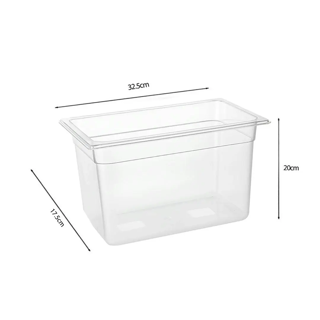 Soga 200mm Clear Gastronorm GN Pan 1/3 Food Tray Storage Bundle of 2 with Lid