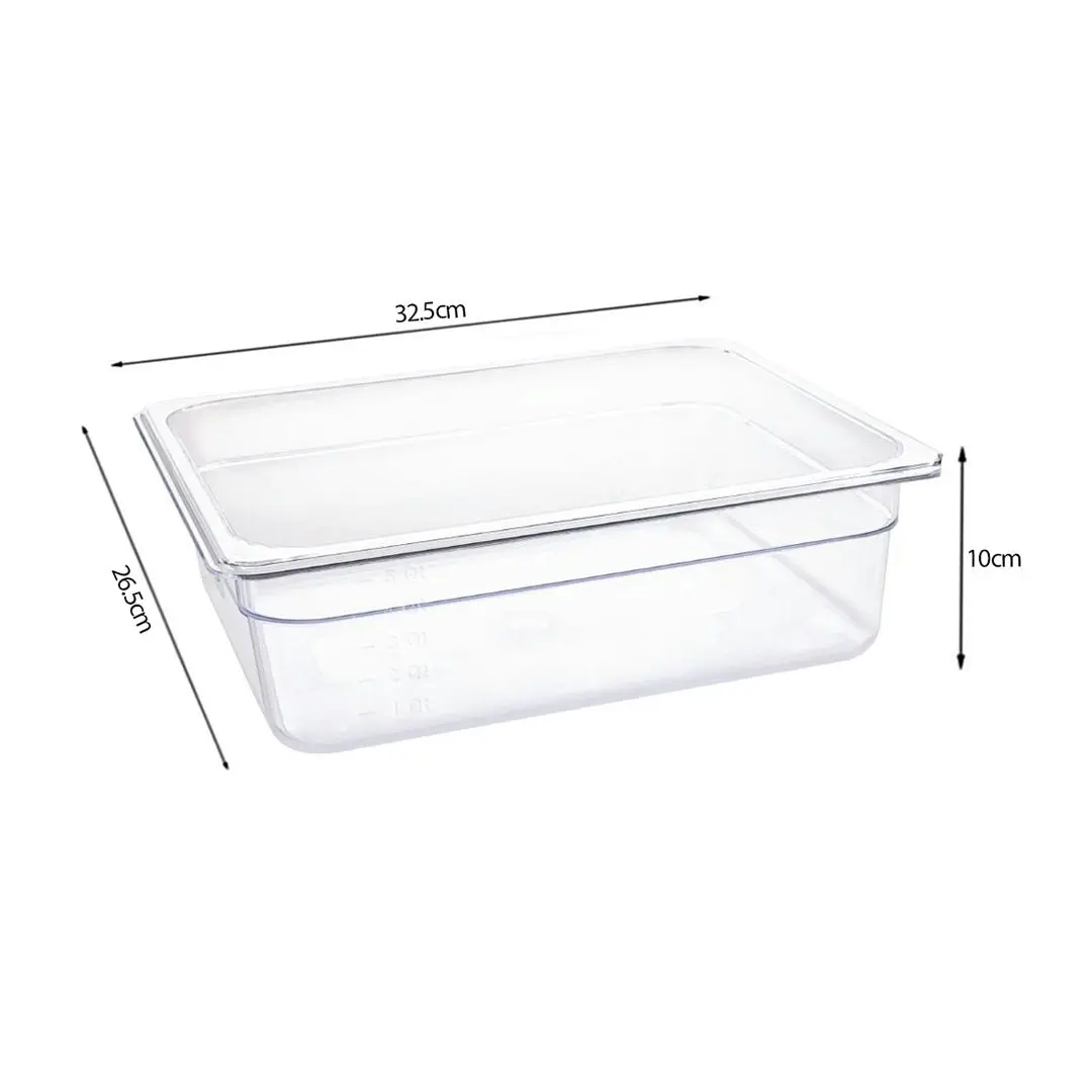 Soga 100mm Clear Gastronorm GN Pan 1/2 Food Tray Storage with Lid