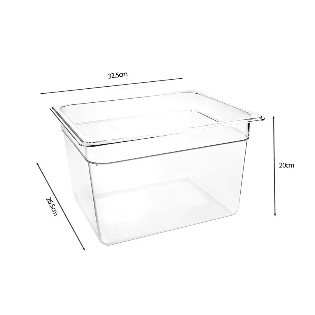 Soga 200mm Clear Gastronorm GN Pan 1/2 Food Tray Storage Bundle of 2 with Lid