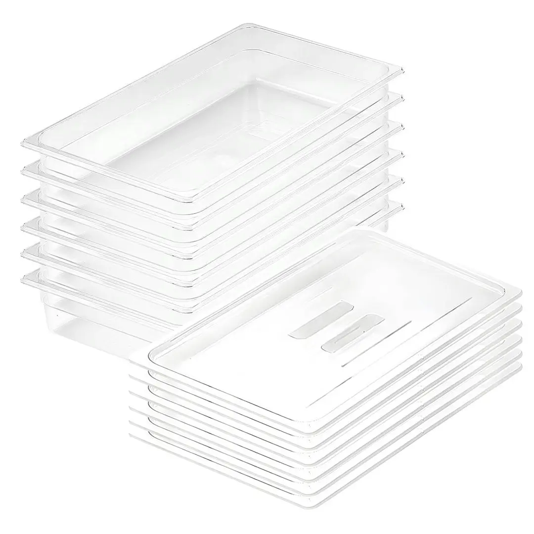 Soga 100mm Clear Gastronorm GN Pan 1/1 Food Tray Storage Bundle of 6 with Lid