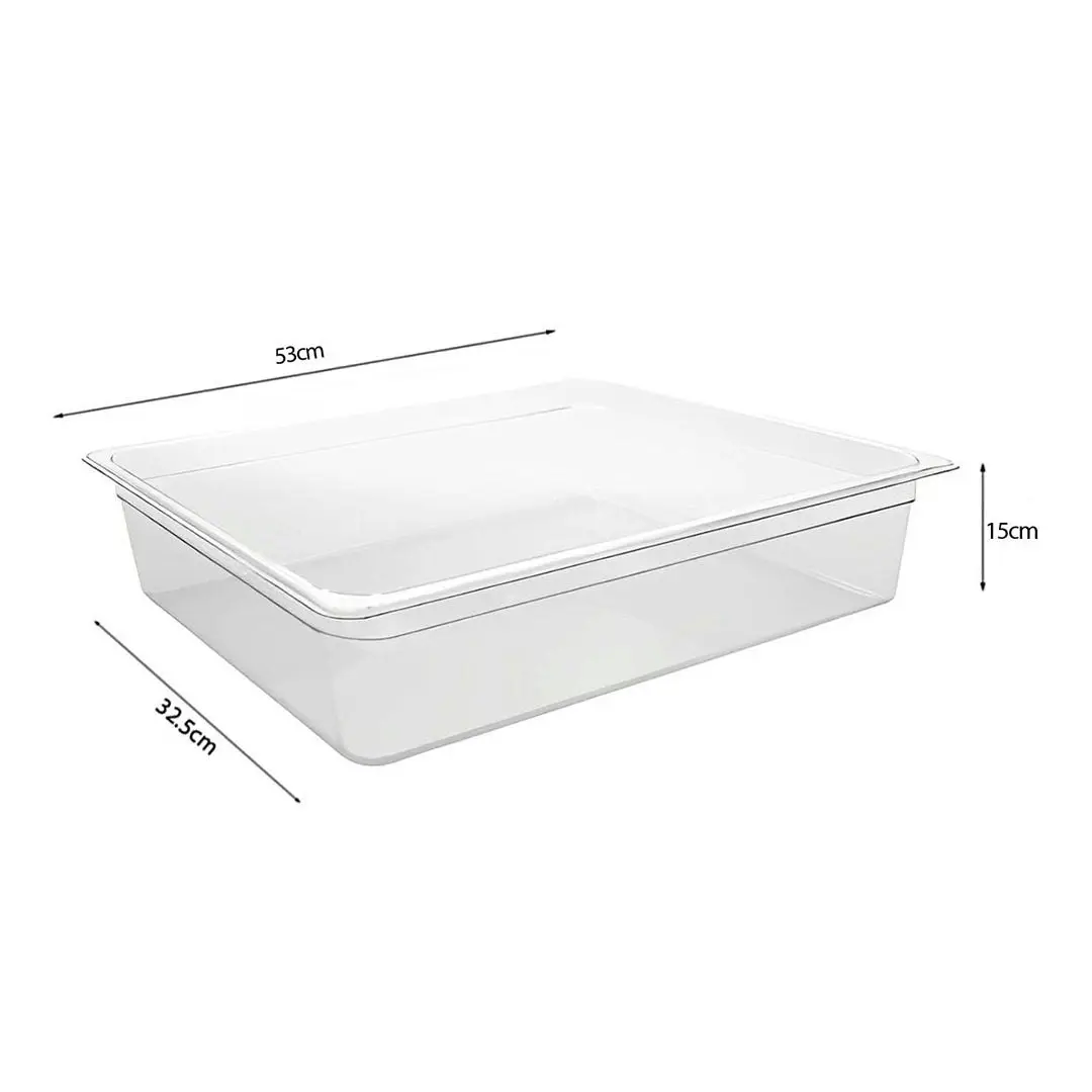 Soga 150mm Clear Gastronorm GN Pan 1/1 Food Tray Storage Bundle of 2 with Lid