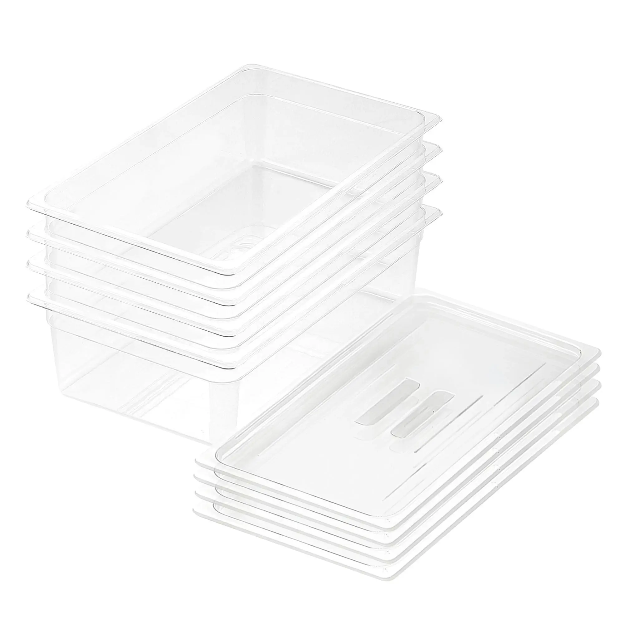 Soga 150mm Clear Gastronorm GN Pan 1/1 Food Tray Storage Bundle of 4 with Lid