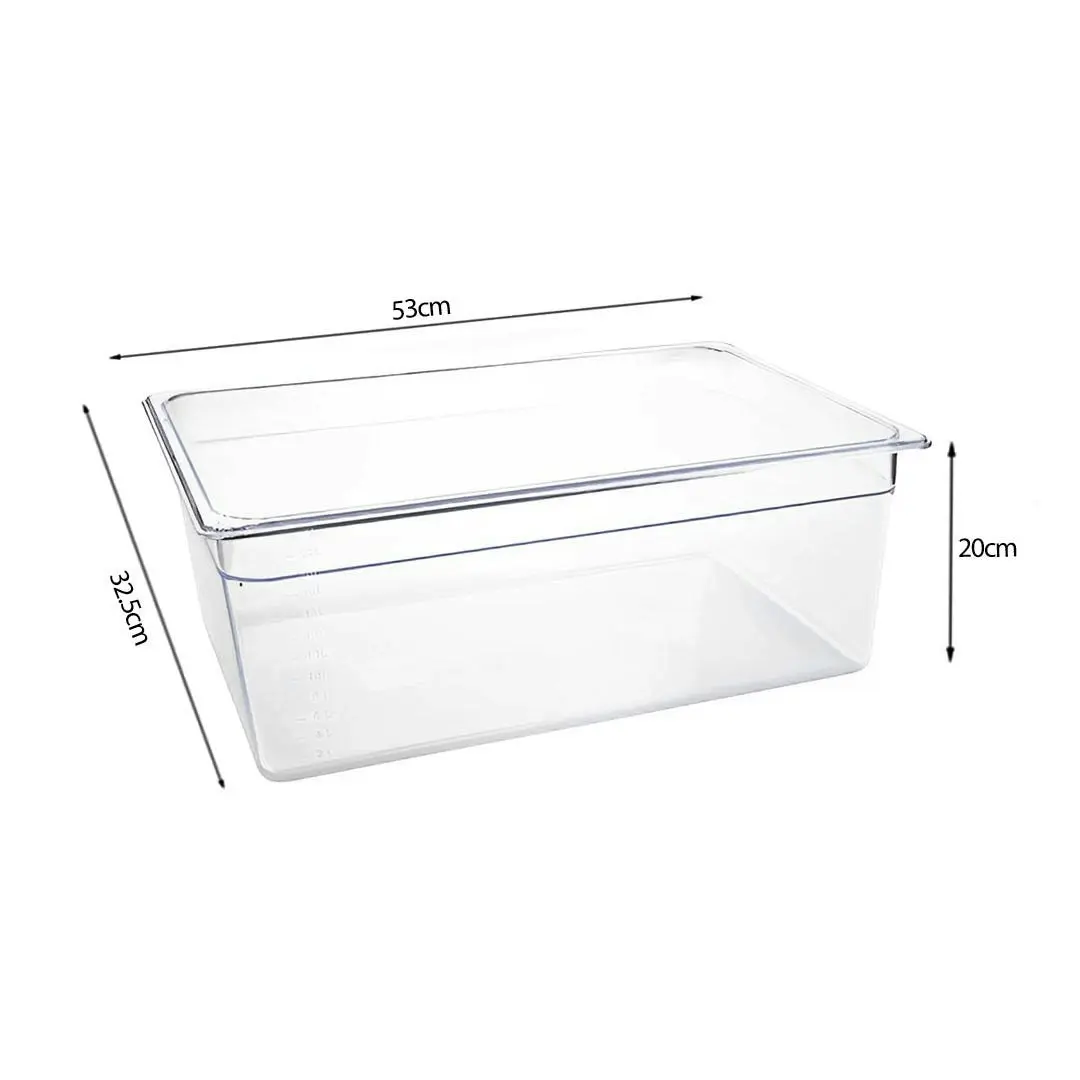 Soga 200mm Clear Gastronorm GN Pan 1/1 Food Tray Storage Bundle of 2 with Lid