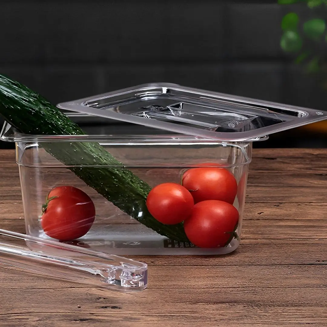 Soga 200mm Clear Gastronorm GN Pan 1/1 Food Tray Storage Bundle of 2 with Lid