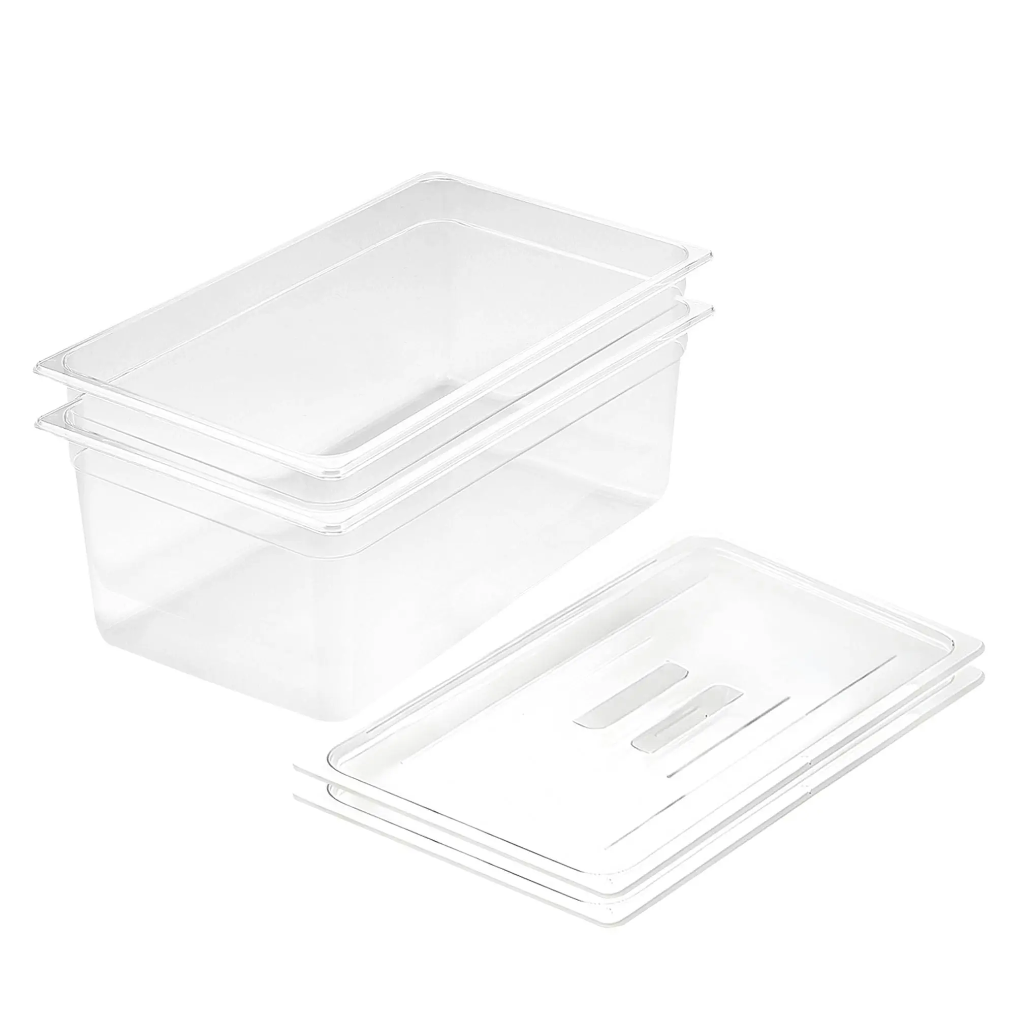 Soga 200mm Clear Gastronorm GN Pan 1/1 Food Tray Storage Bundle of 2 with Lid