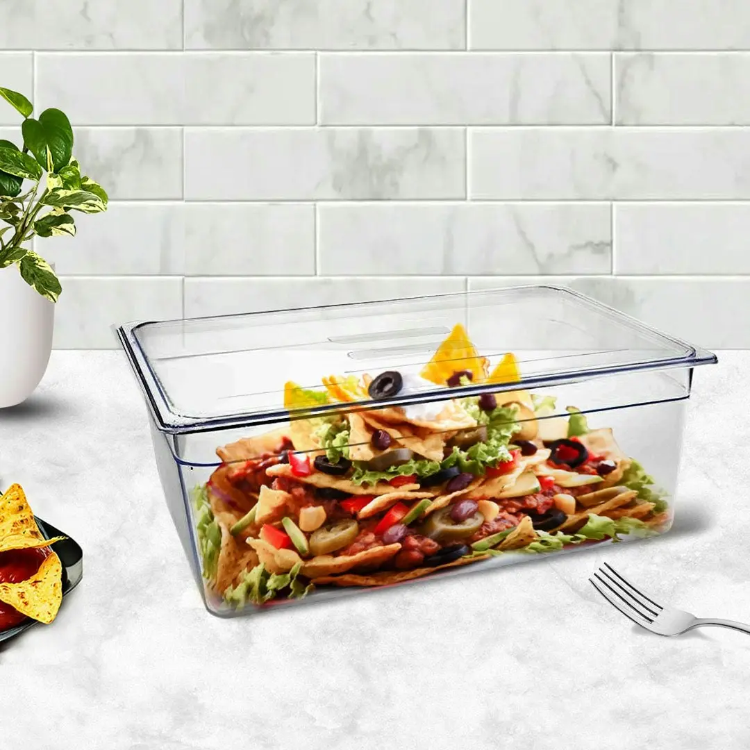 Soga 200mm Clear Gastronorm GN Pan 1/1 Food Tray Storage Bundle of 2 with Lid