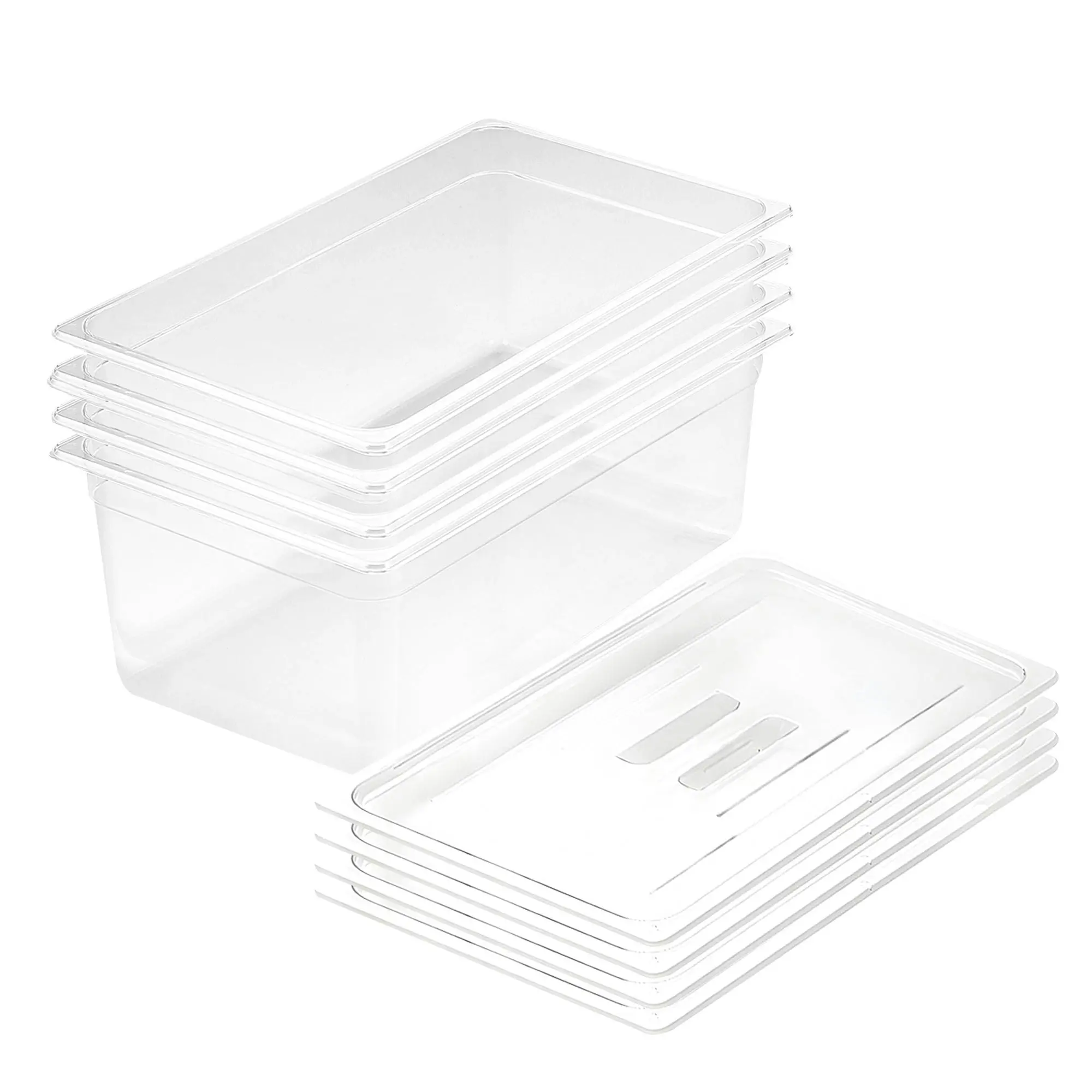 Soga 200mm Clear Gastronorm GN Pan 1/1 Food Tray Storage Bundle of 4 with Lid