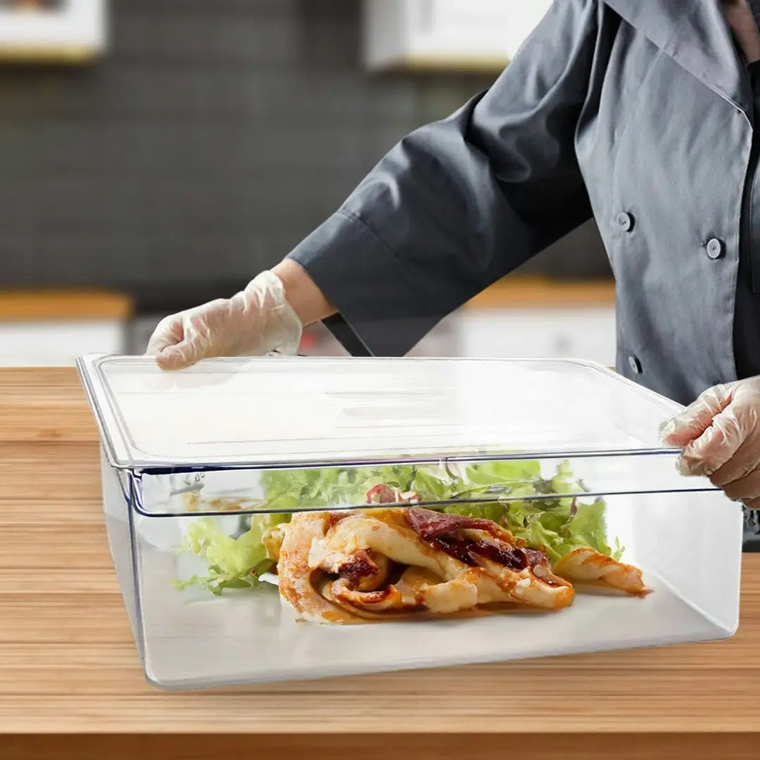 Soga 200mm Clear Gastronorm GN Pan 1/1 Food Tray Storage Bundle of 6 with Lid