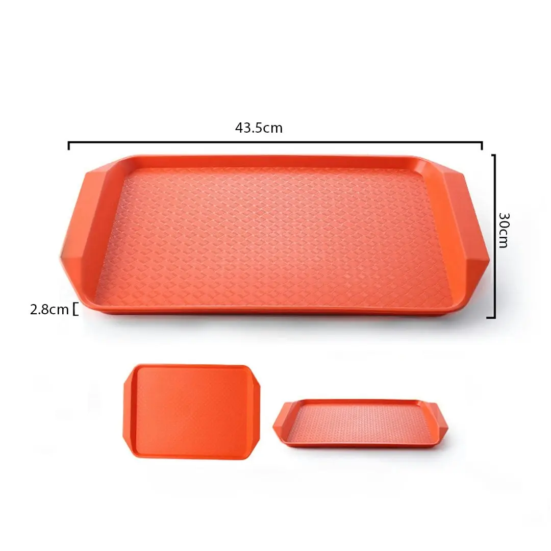 Soga Rectangular Serving Tray Heavy Duty Waterproof Stackable Plastic Food Snack Pan Set of 10 Orange