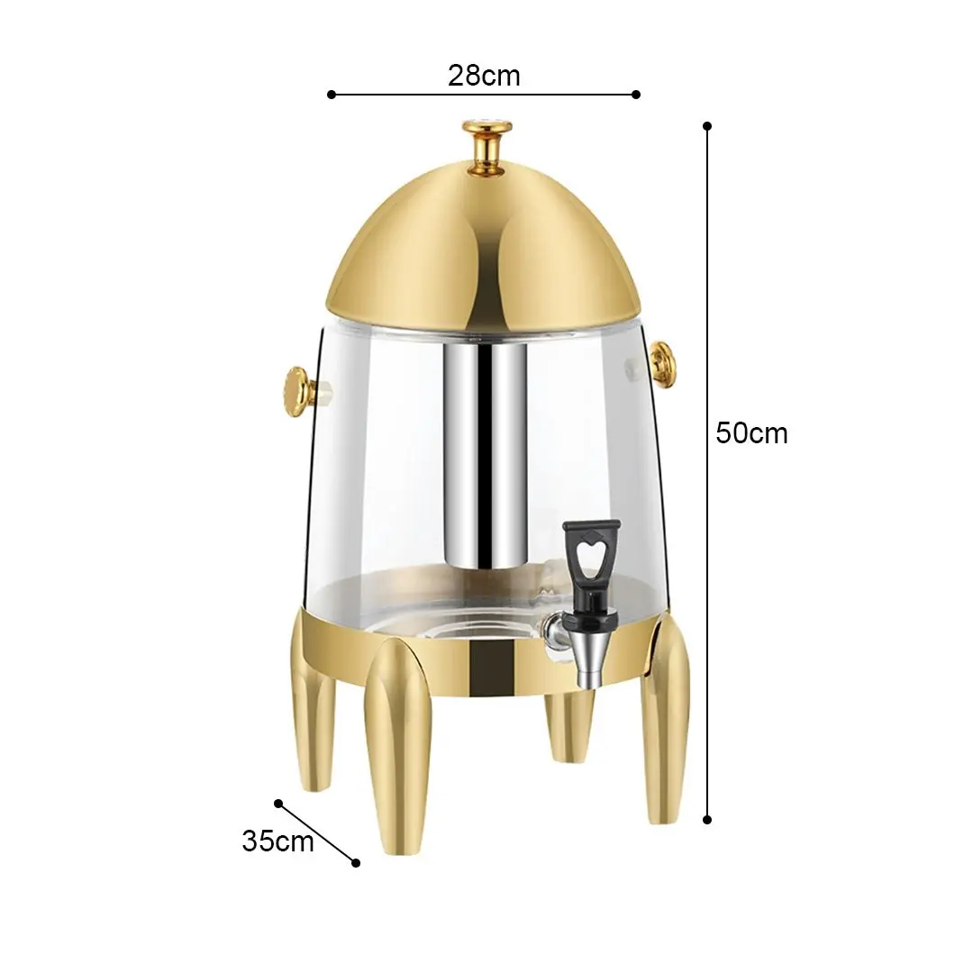 Soga Stainless Steel 12L Beverage Dispenser Hot and Cold Juice Water Tea Chafer Urn Buffet Drink Container Jug with Gold Accents