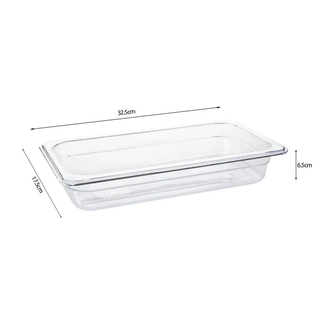 Soga 65mm Clear Gastronorm GN Pan 1/3 Food Tray Storage with Lid