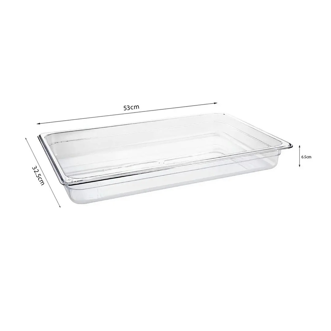 Soga 65mm Clear Gastronorm GN Pan 1/1 Food Tray Storage with Lid