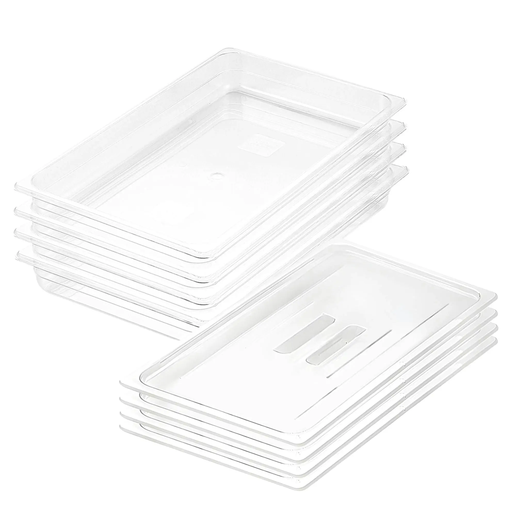 Soga 65mm Clear Gastronorm GN Pan 1/1 Food Tray Storage Bundle of 4 with Lid