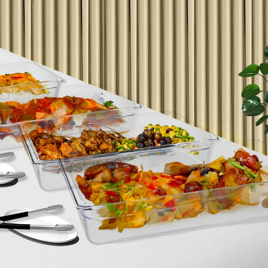 Soga 65mm Clear Gastronorm GN Pan 1/1 Food Tray Storage Bundle of 6 with Lid