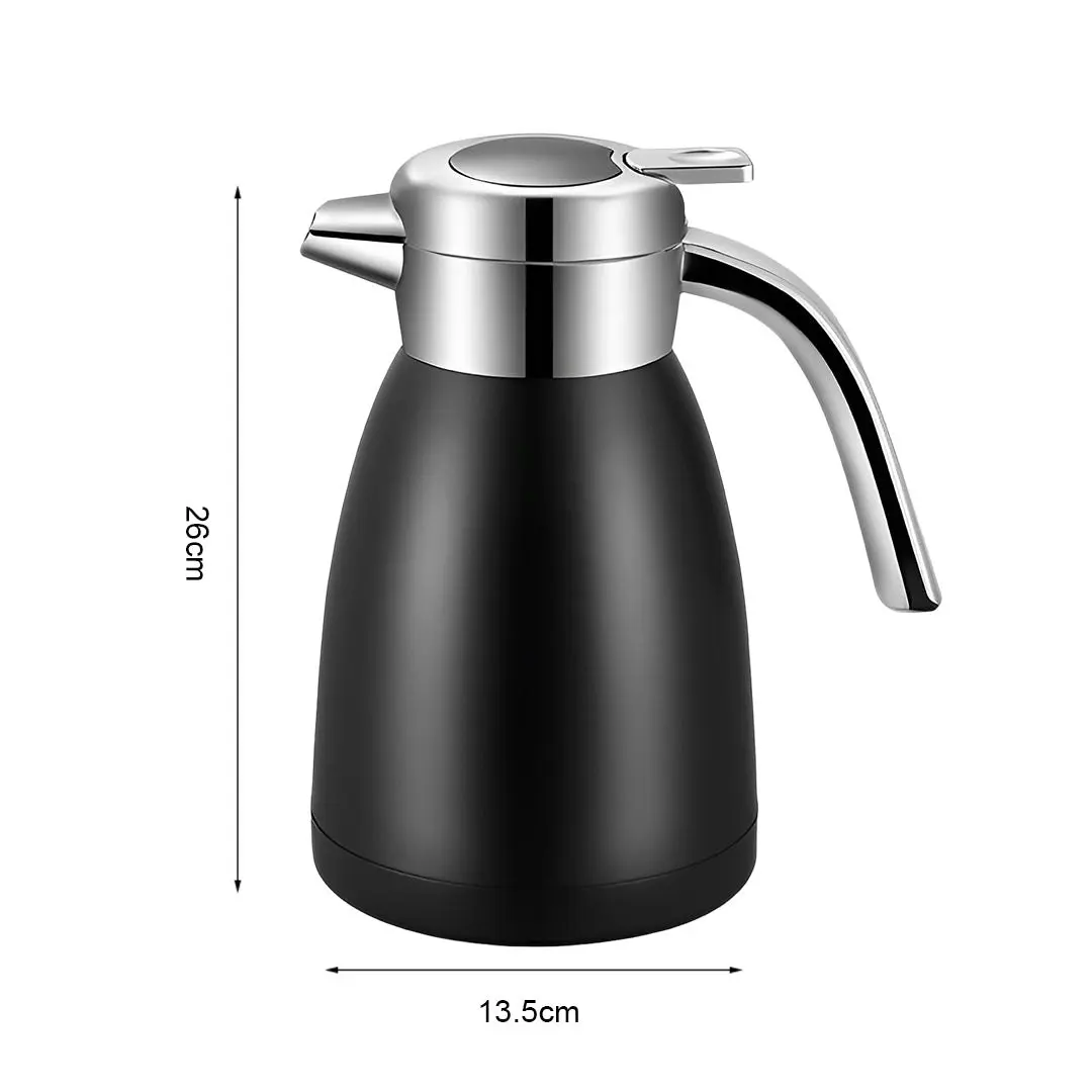 Soga 1.8L Stainless Steel Water Bottle Insulated Vacuum Flask Coffee Jug Thermal Black