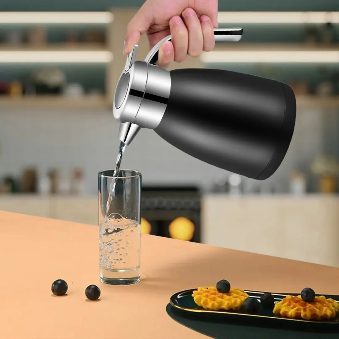 Soga 1.8L Stainless Steel Water Bottle Insulated Vacuum Flask Coffee Jug Thermal Black