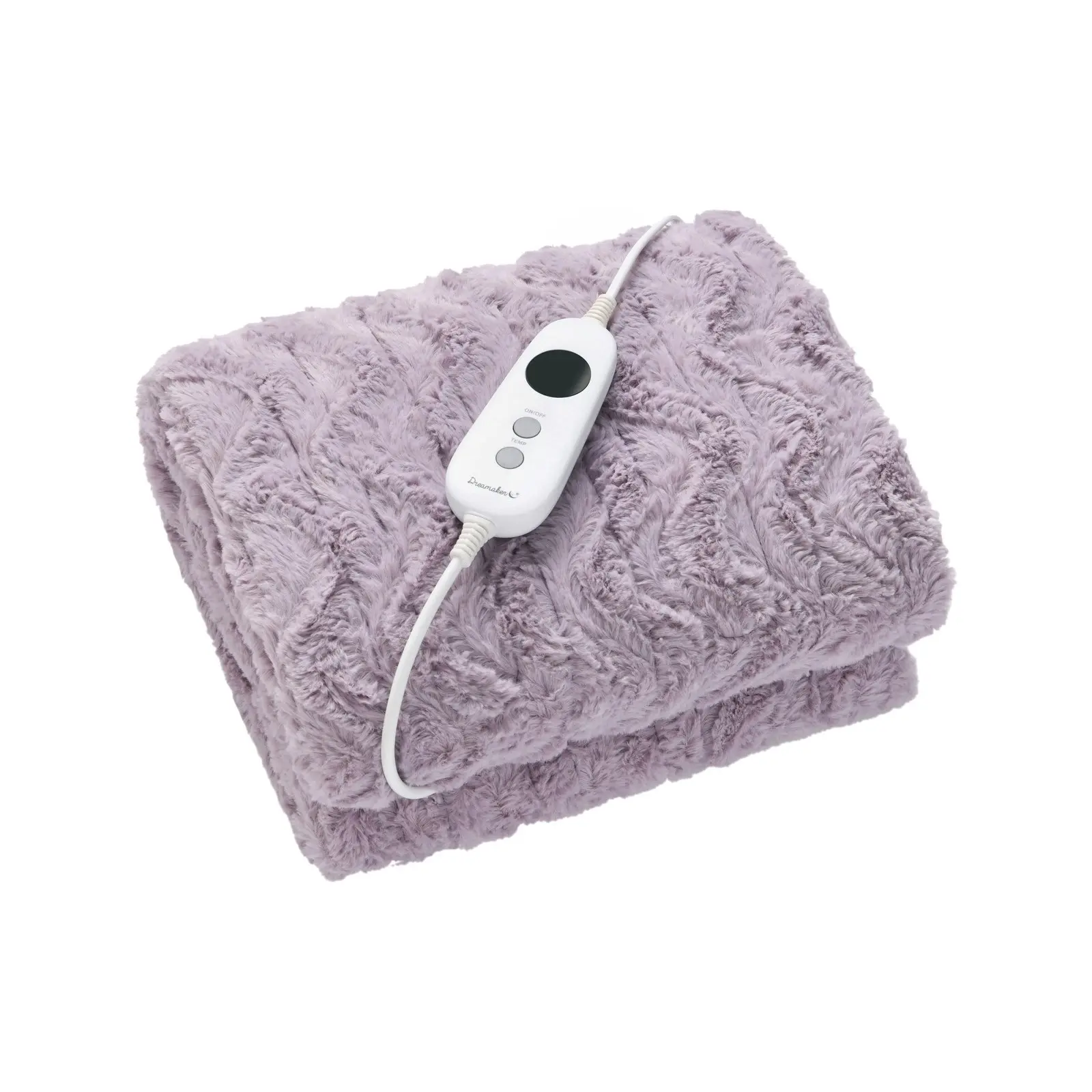 Dreamaker 500gsm Faux Fur Heated Throw Lavender 200 x 180cm