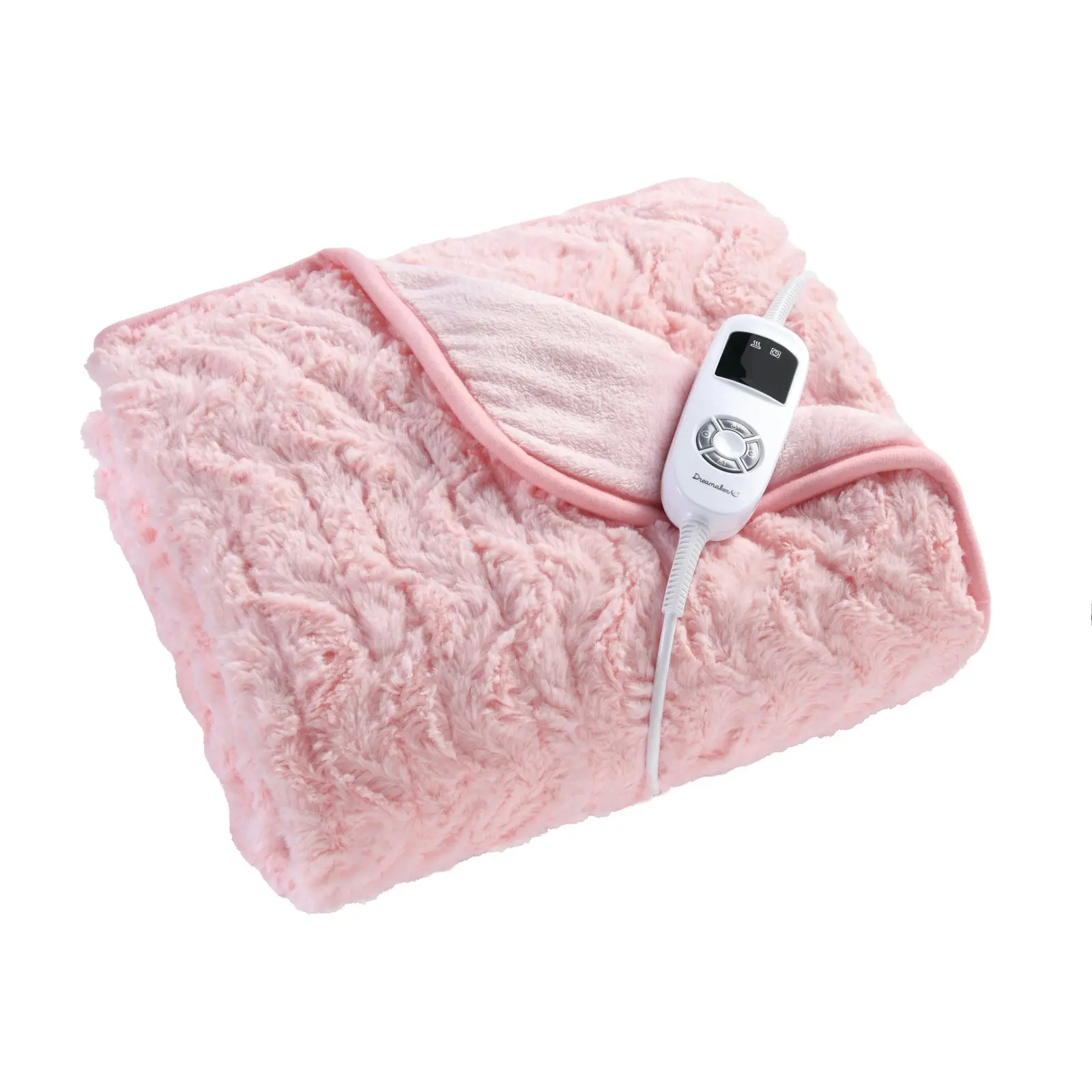 Dreamaker 500Gsm Faux Fur Heated Throw Pink 160 x 120cm