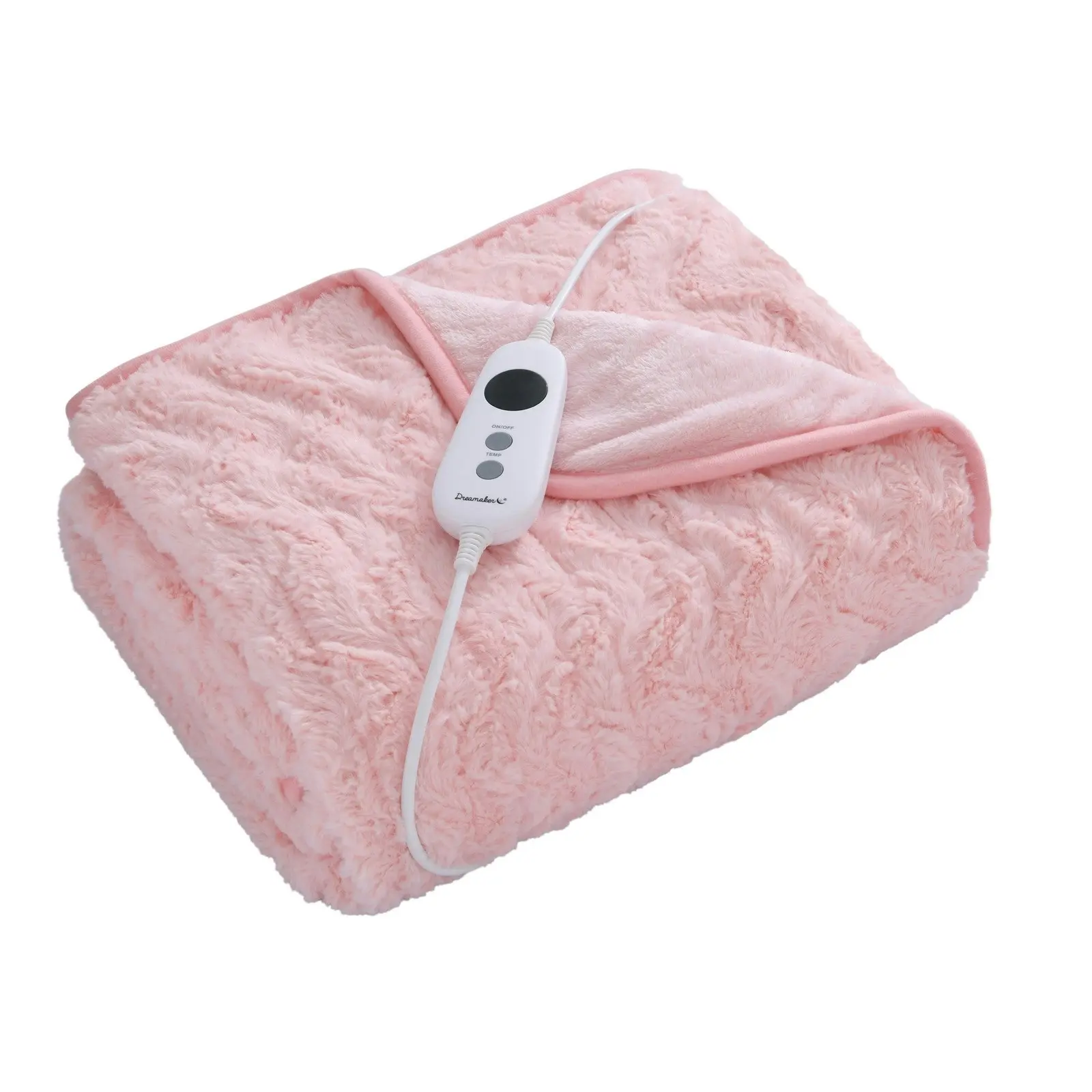 Dreamaker 500Gsm Faux Fur Heated Throw Pink 160 x 120cm