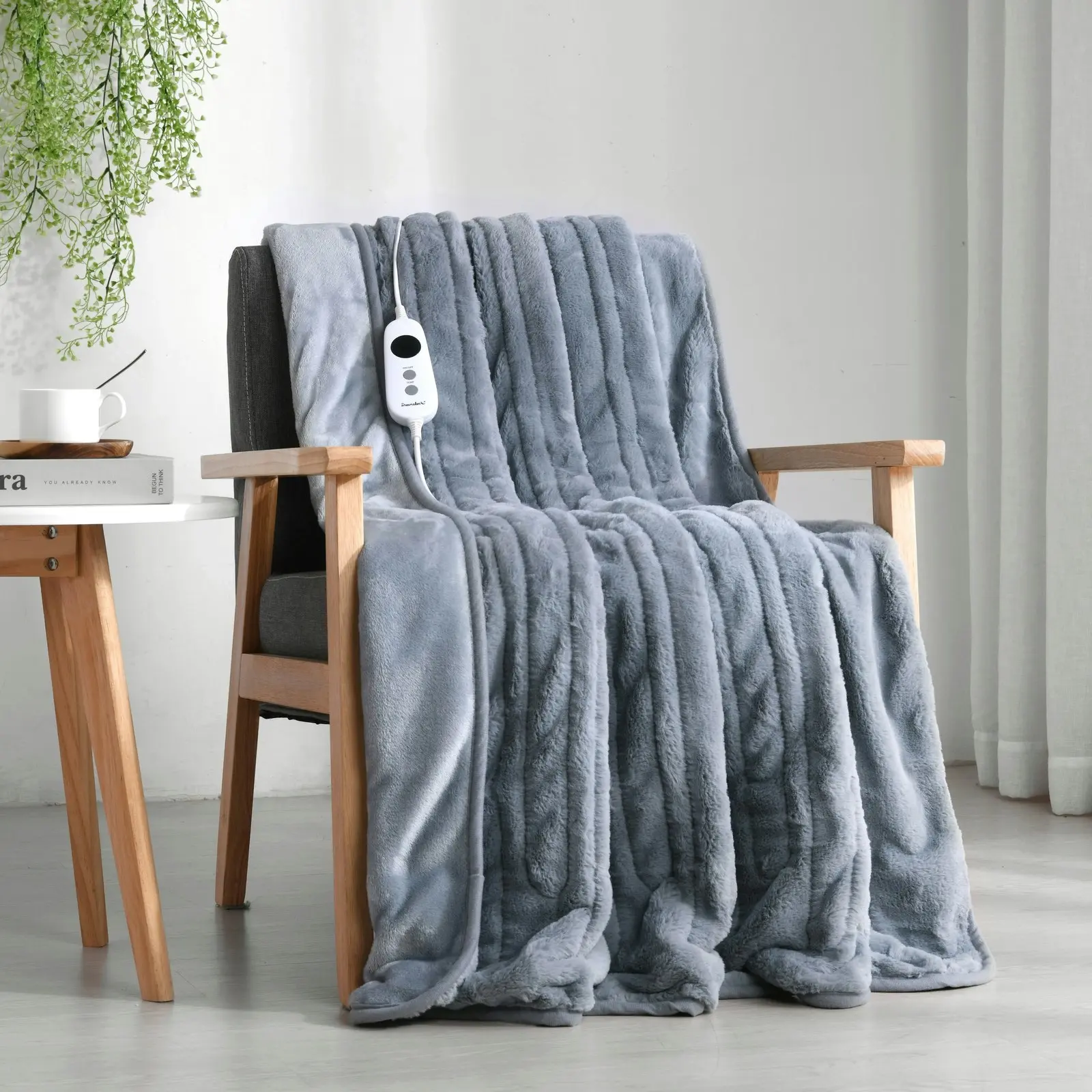 Dreamaker Faux Mink Heated Throw Blue Grey 160x120cm