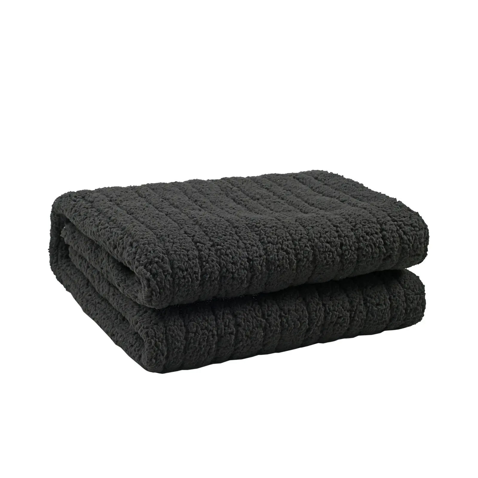 Dreamaker Reversible Sherpa & Coral Fleece Heated Throw Charcoal & Silver 160 x 120cm