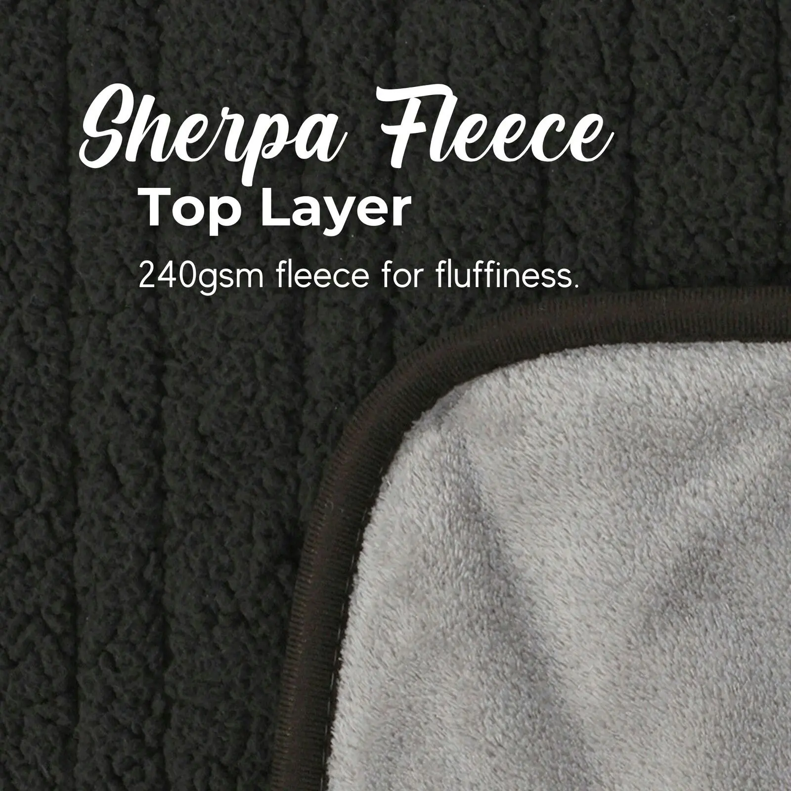 Dreamaker Reversible Sherpa & Coral Fleece Heated Throw Charcoal & Silver 160 x 120cm