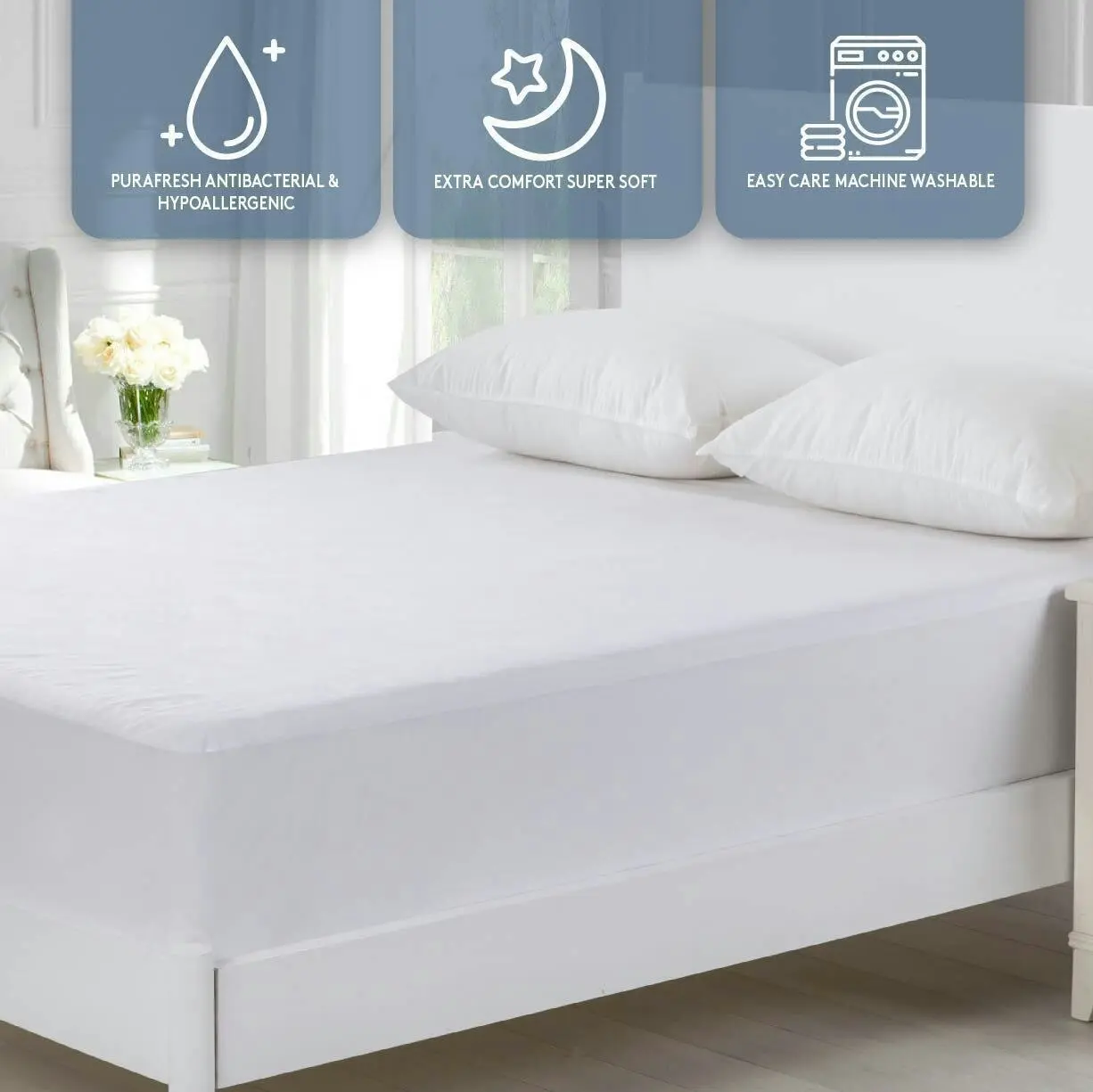 Dreamaker Cotton Terry Towelling Waterproof Mattress Protector Long Single Bed