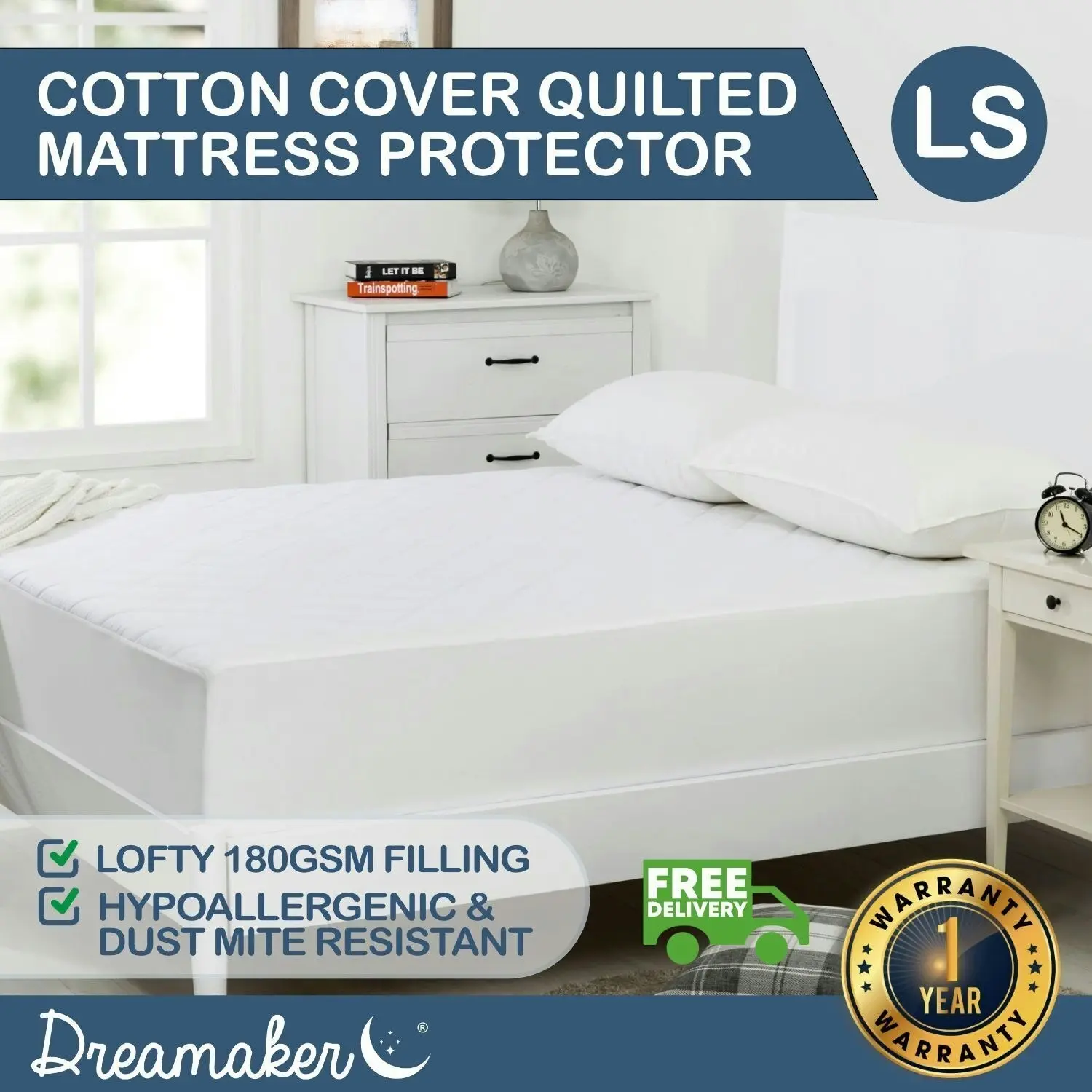 9009515 Dreamaker Cotton Cover Mattress Protector LSB