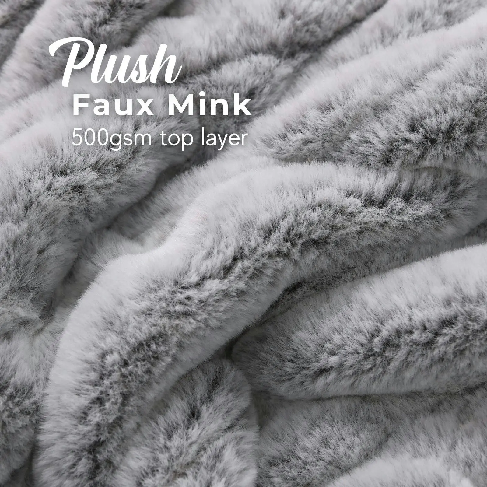 Dreamaker Faux Mink Heated Throw Silver with White Tip 160x120cm