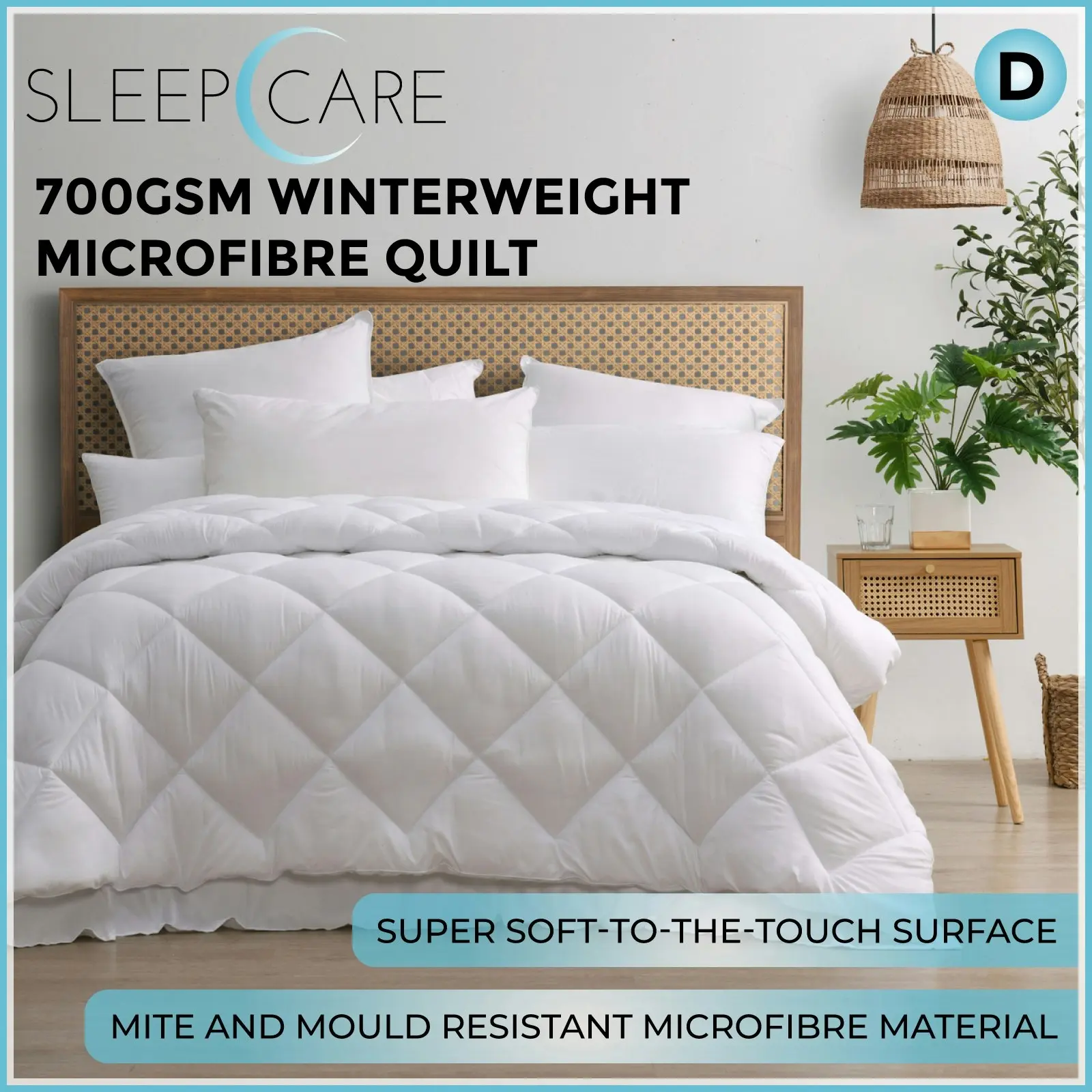 Sleepcare 700GSM Winterweight Microfibre Quilt Double Bed