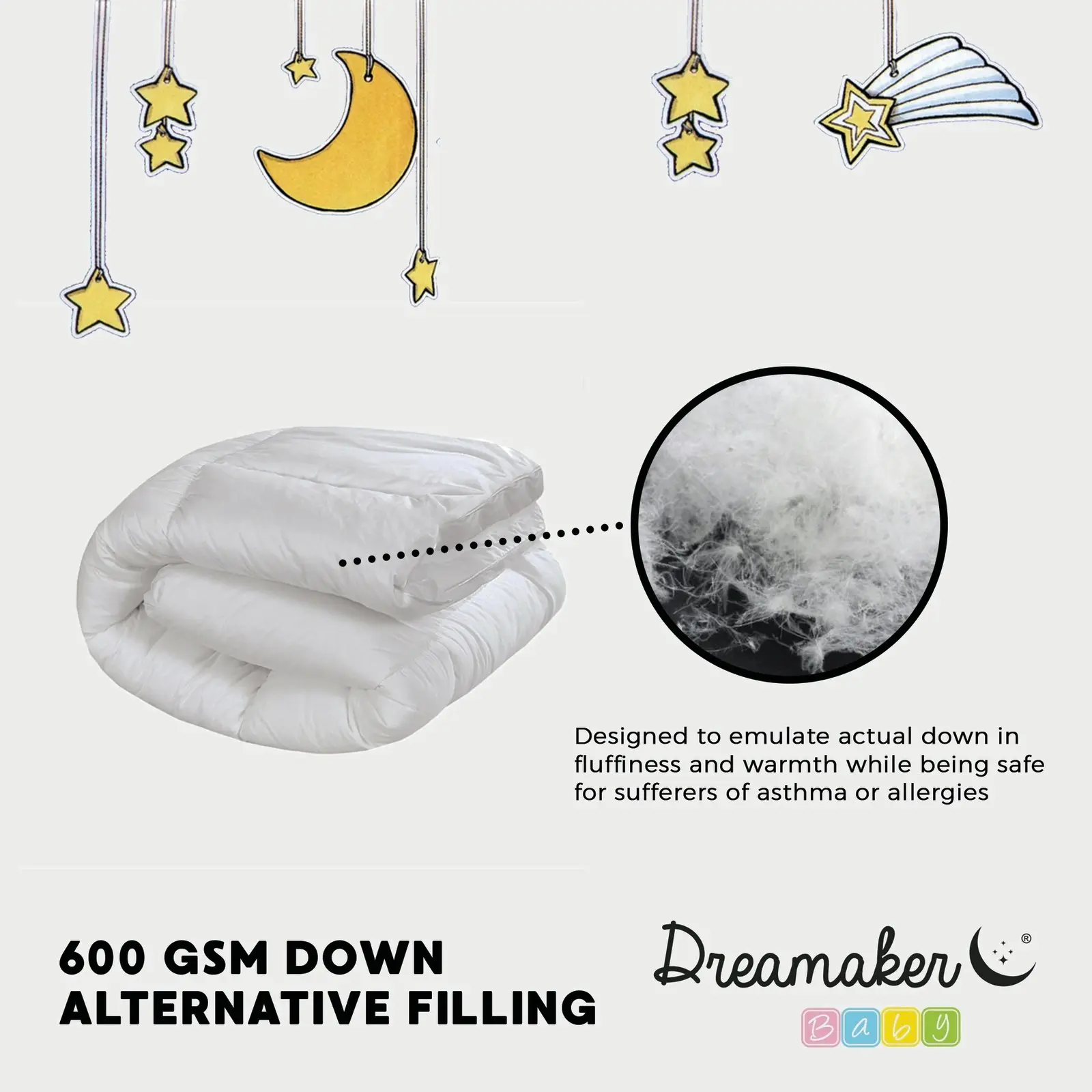 Dreamaker Baby Down Alternative Microfibre Cot Size Mattress Topper Standard