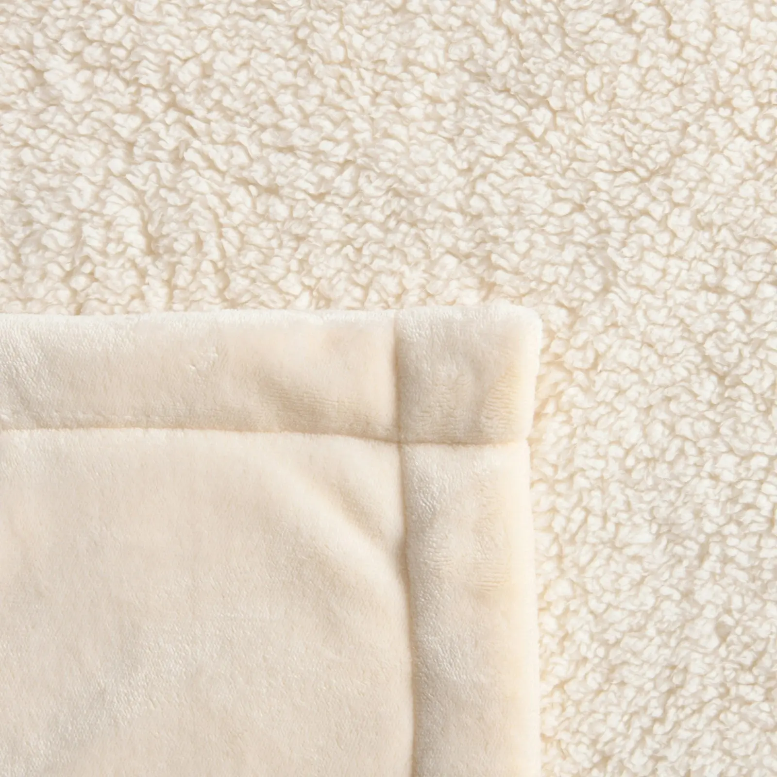 Serene Hudson Fleece and Sherpa Reverse Throw Blanket Cream 130x170cm