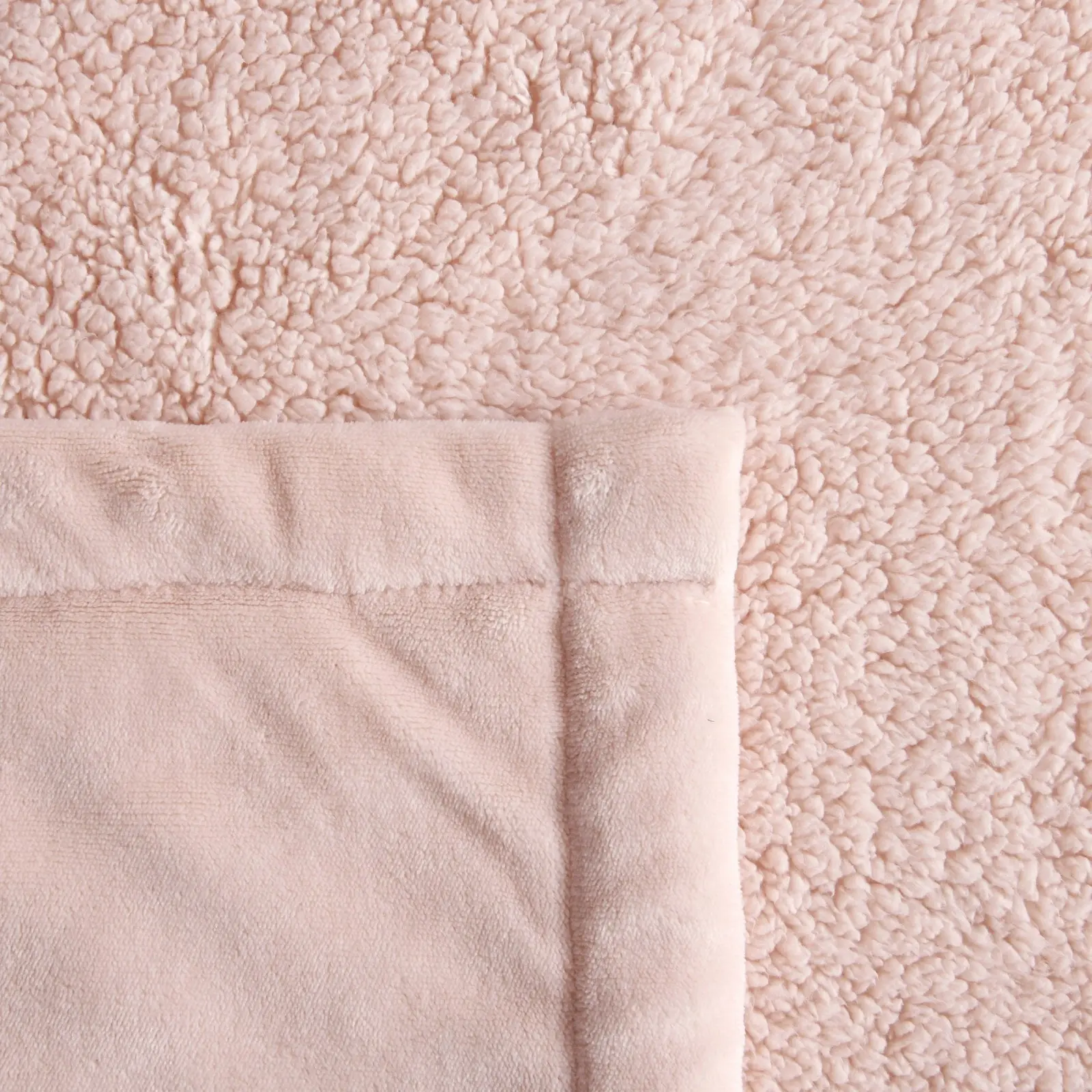 Serene Hudson Fleece and Sherpa Reverse Throw Blanket Blush 130x170cm