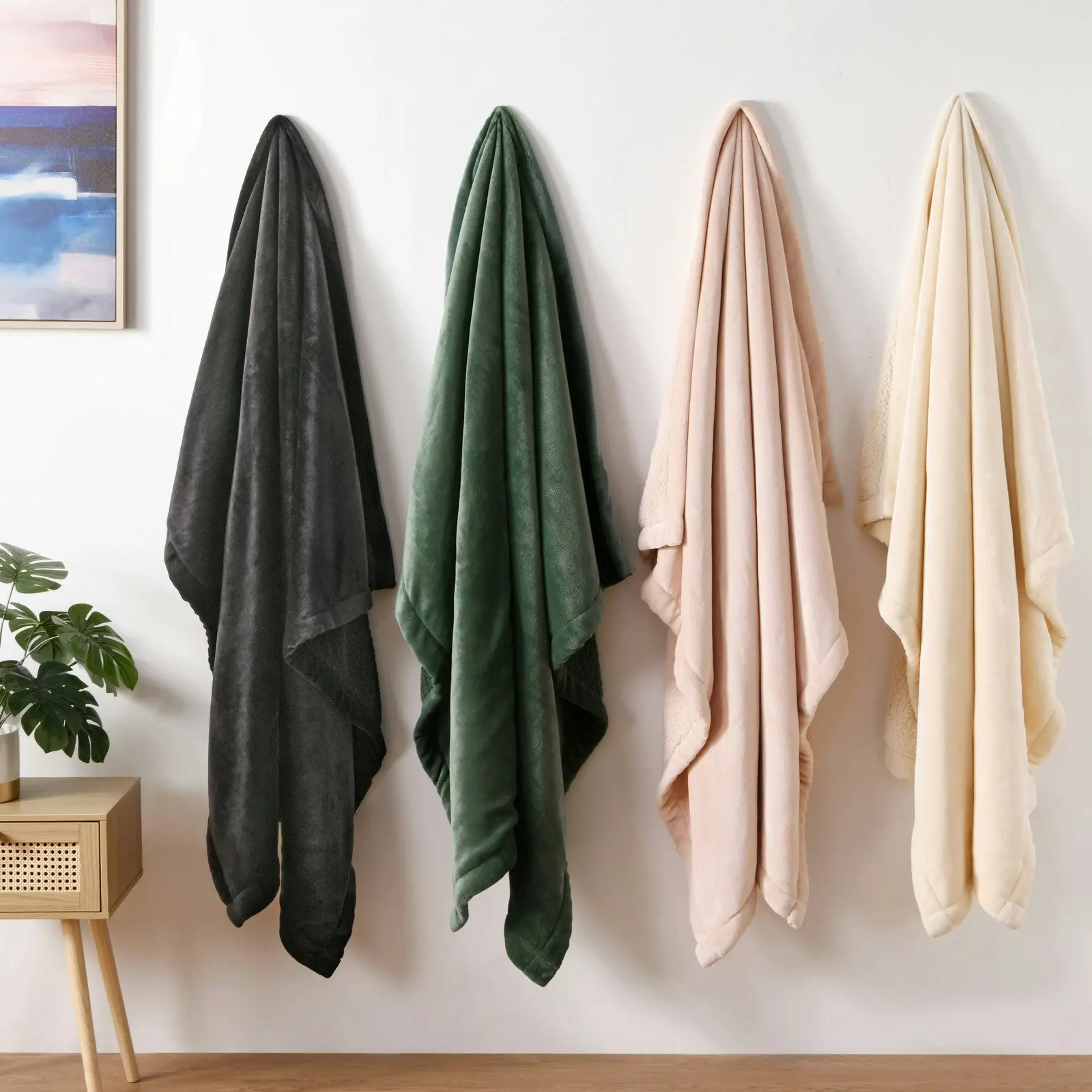 Serene Hudson Fleece and Sherpa Reverse Throw Blanket Blush 130x170cm