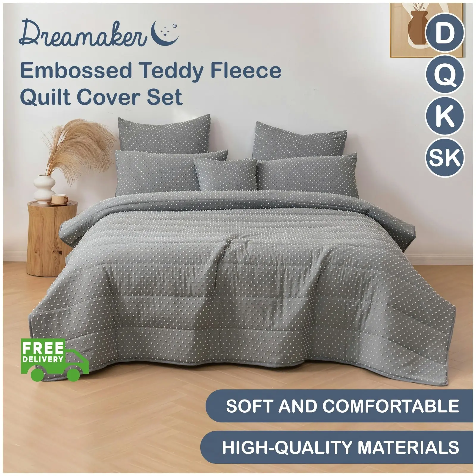 Dreamaker Finley Dot 6 Piece Comforter Set Charcoal