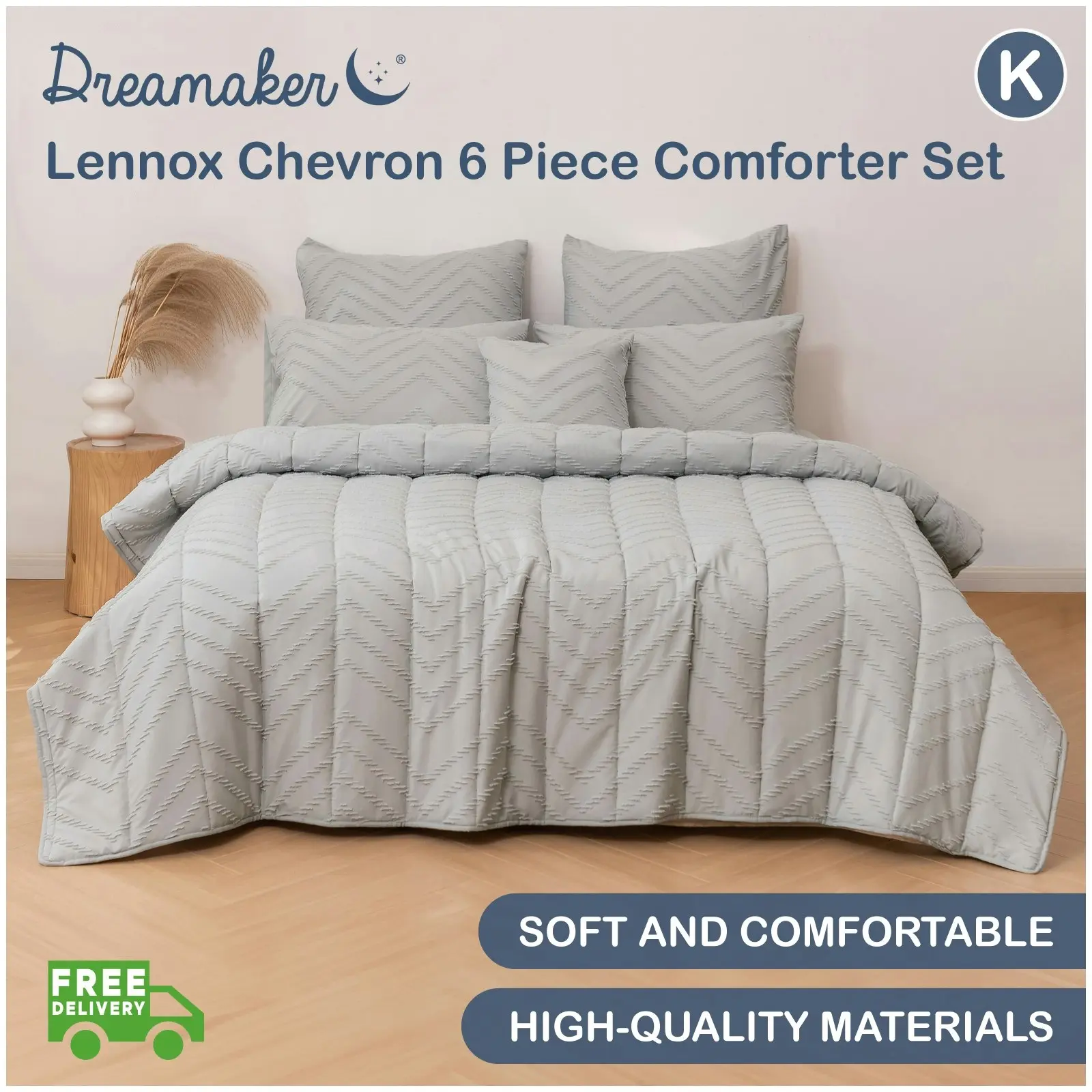 Dreamaker Lennox Chevron 6 Piece Comforter Set