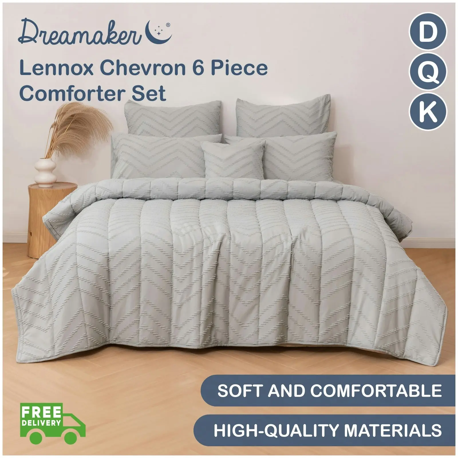 Dreamaker Lennox Chevron 6 Piece Comforter Set