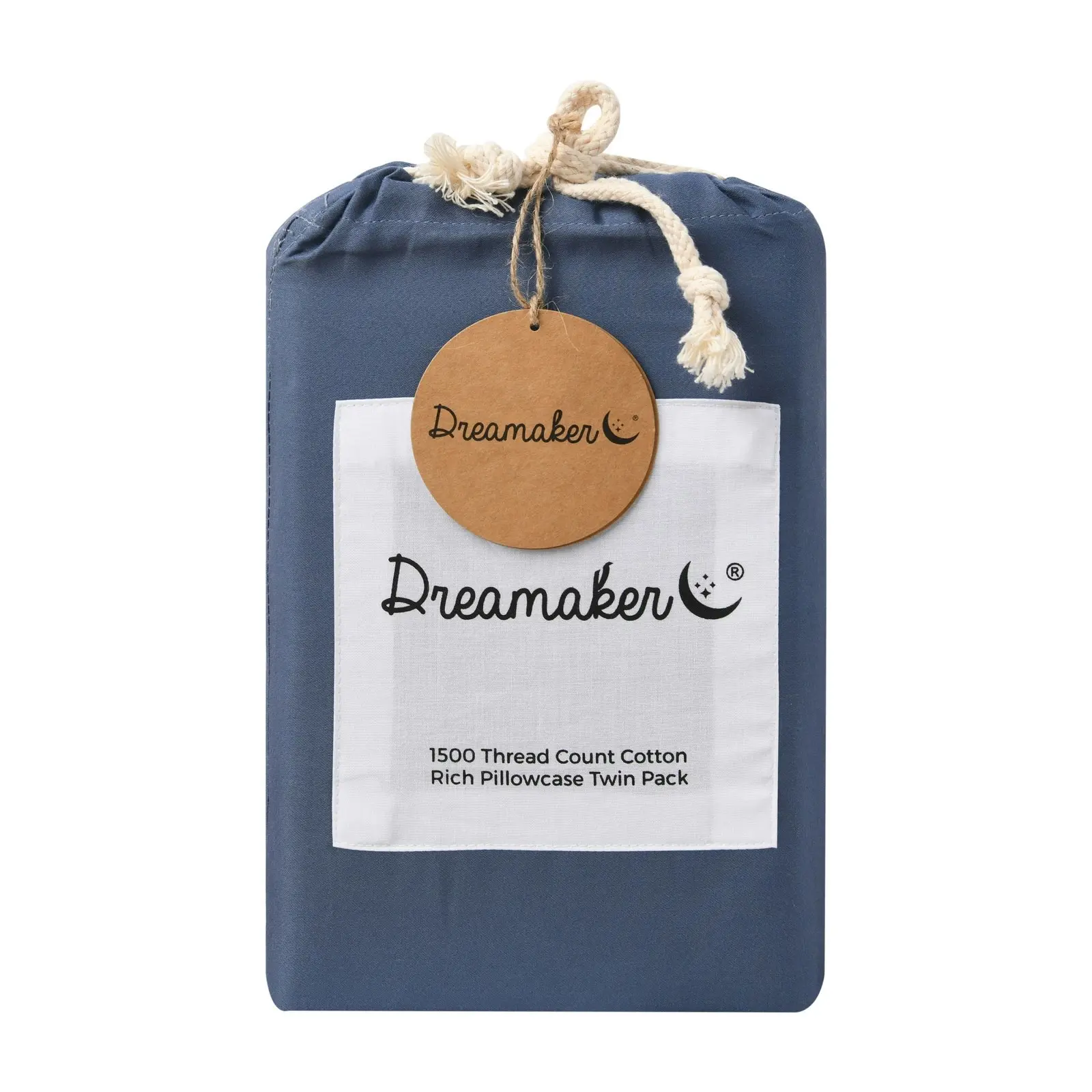 Dreamaker 1500TC Cotton Rich King Pillowcase Twin Pack Navy