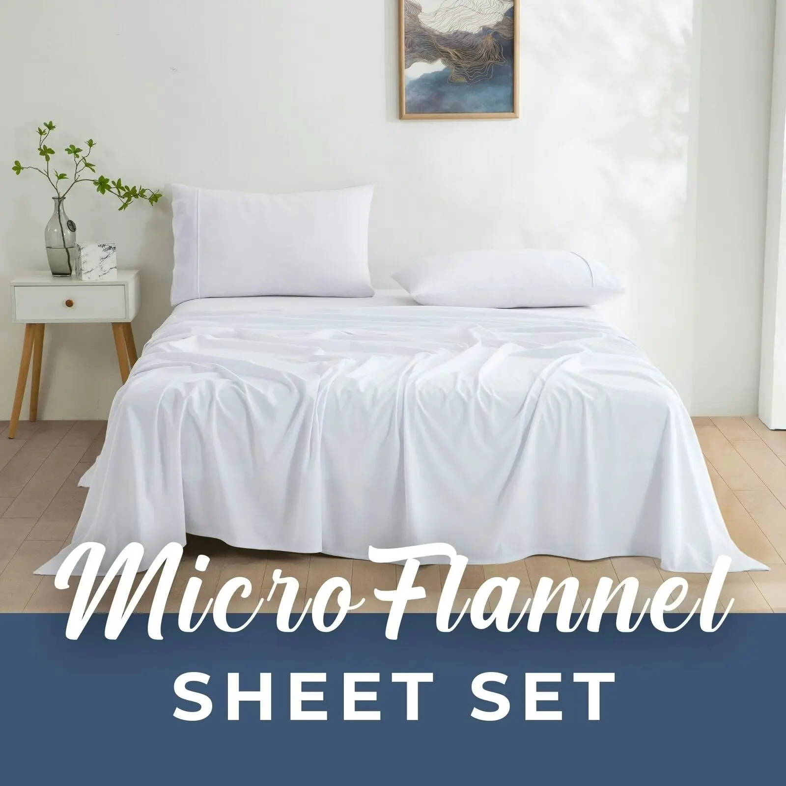 Dreamaker Micro Flannel Sheet Set King Single Bed White