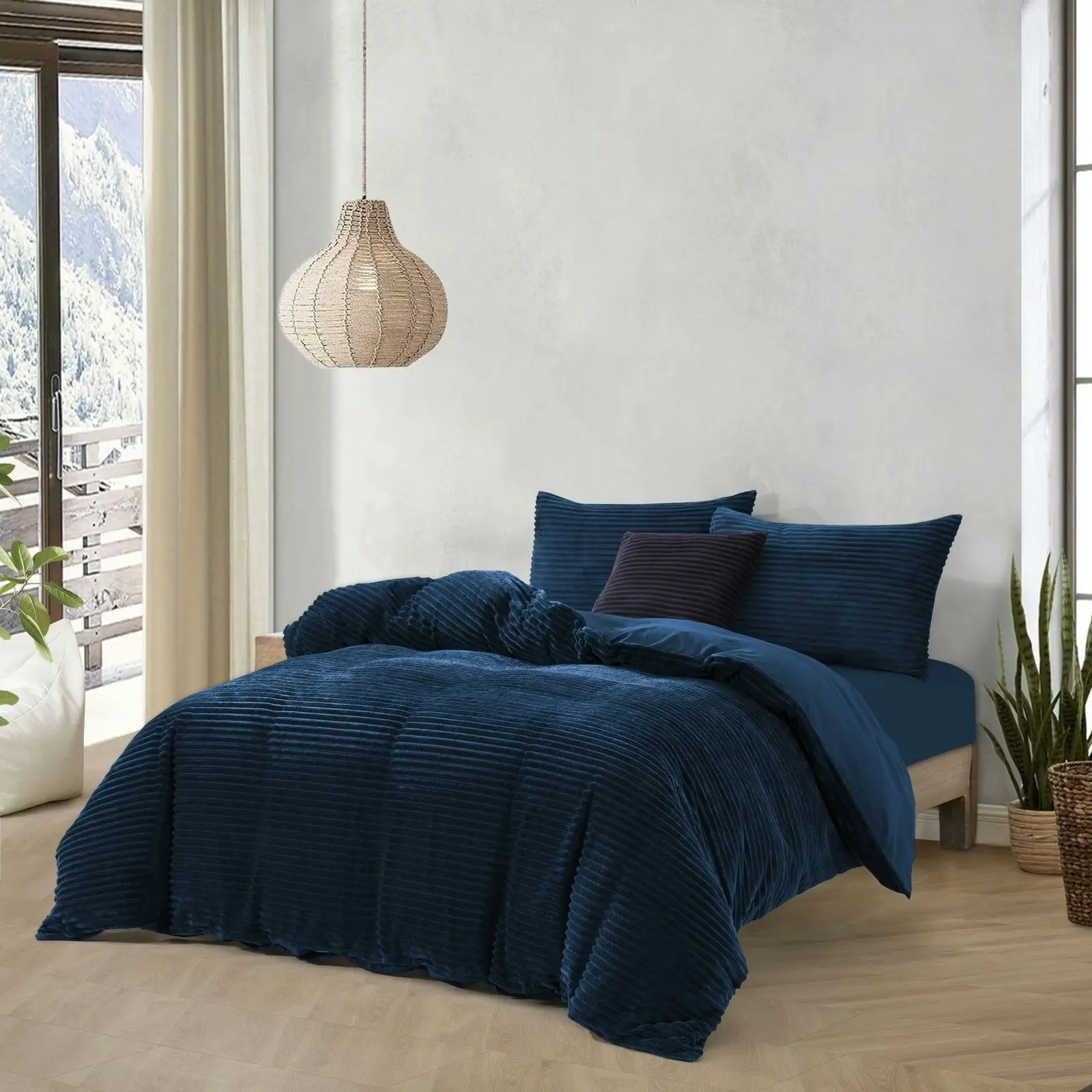 Dreamaker Embossed Teddy Fleece Quilt Cover Set Teal