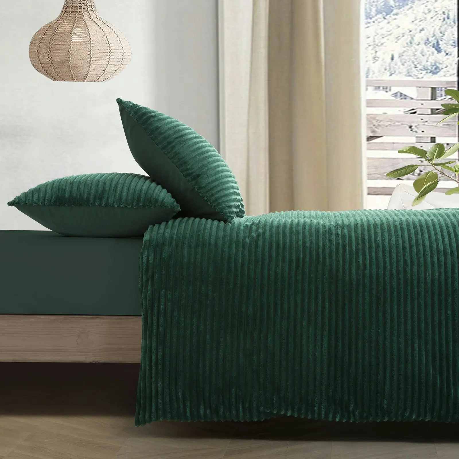 Dreamaker Embossed Teddy Fleece Quilt Cover Set Emerald