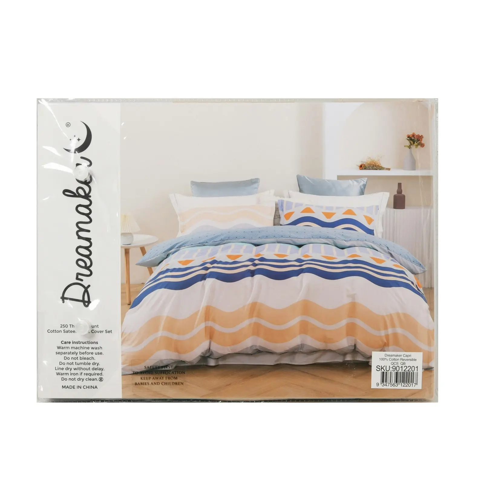 Dreamaker Capri 100% Cotton Reversible Quilt Cover Set