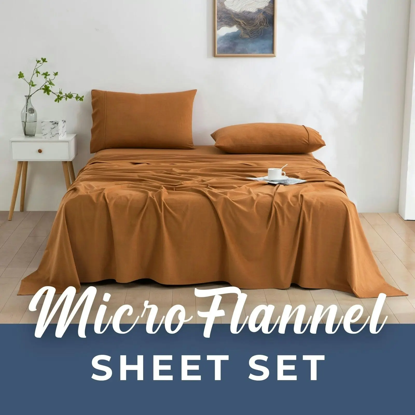 Dreamaker Micro Flannel Sheet Set King Bed Rust