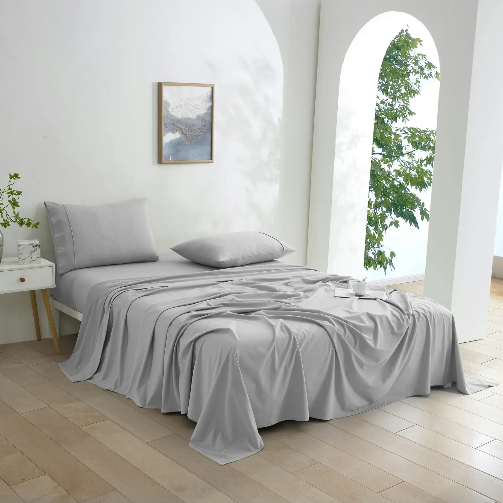 Dreamaker Micro Flannel Sheet Set King Bed Silver