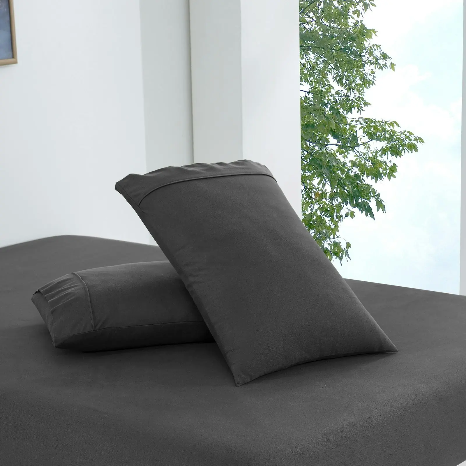 Dreamaker Micro Flannel Sheet Set King Bed Charcoal