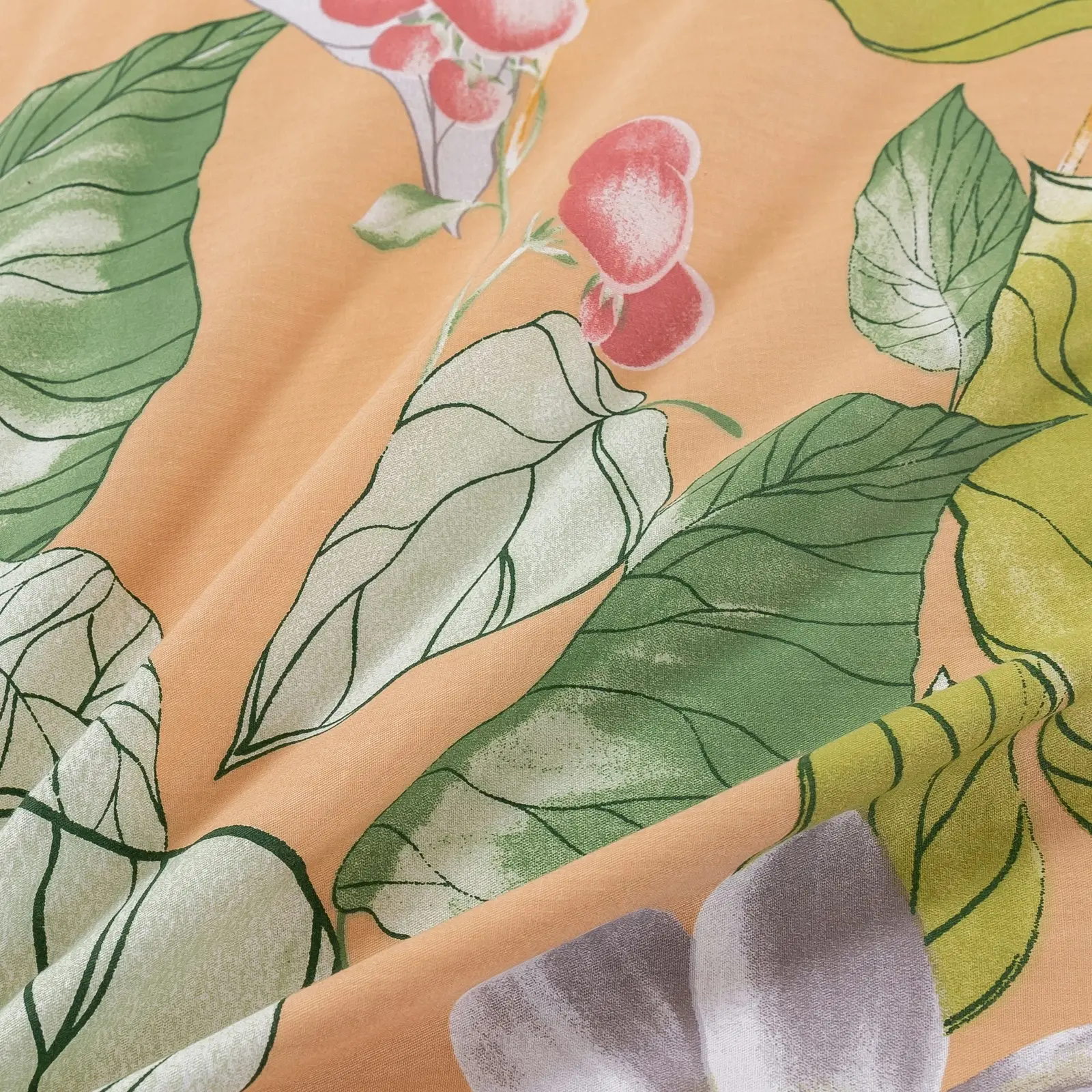 Dreamaker Peach Lily 100% Cotton Reversible Quilt Cover Set King Bed