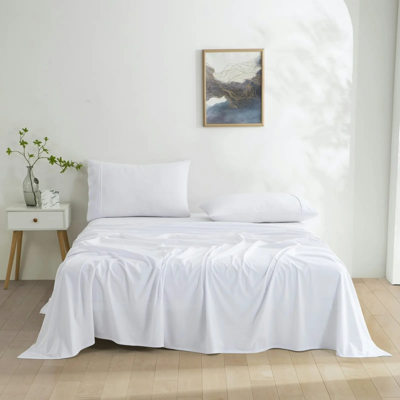 Dreamaker Micro Flannel Sheet Set Super King Bed White