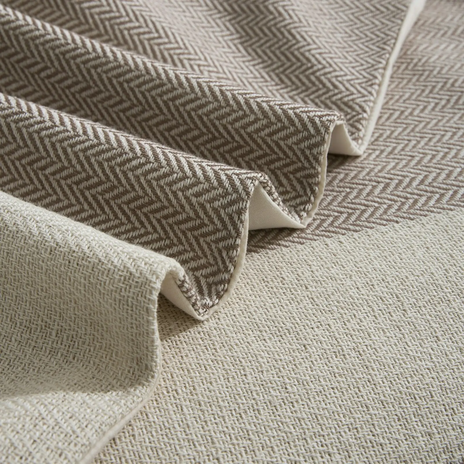 Dreamaker Herringbone 100% Cotton Quilt Cover Set Natural - Cream Single Bed