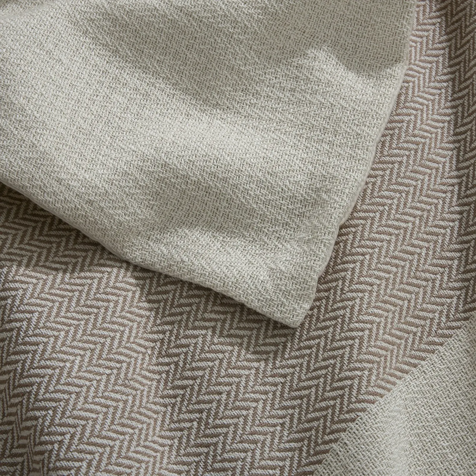 Dreamaker Herringbone 100% Cotton Quilt Cover Set Natural - Cream Single Bed